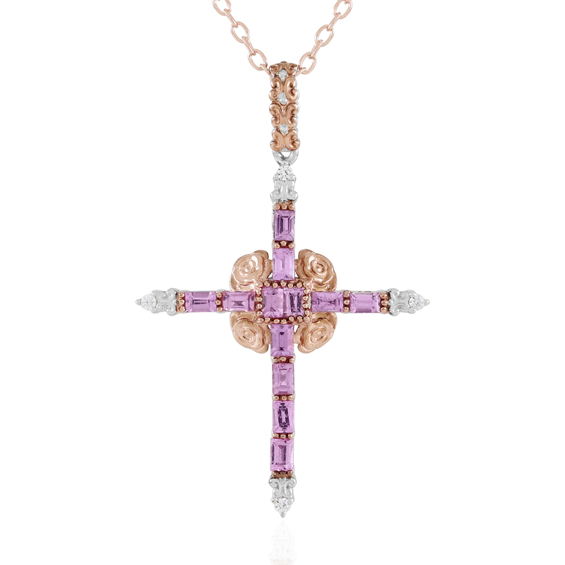 Pinkfarbener Madagaskar-Saphir-Silberhalskette (Gems en Vogue)